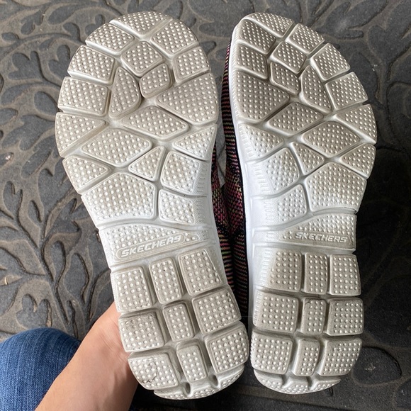 Skechers Multicolored Rainbow Knit Relaxed Fit Memory Foam Slip on Shoes - Picture 11 of 11